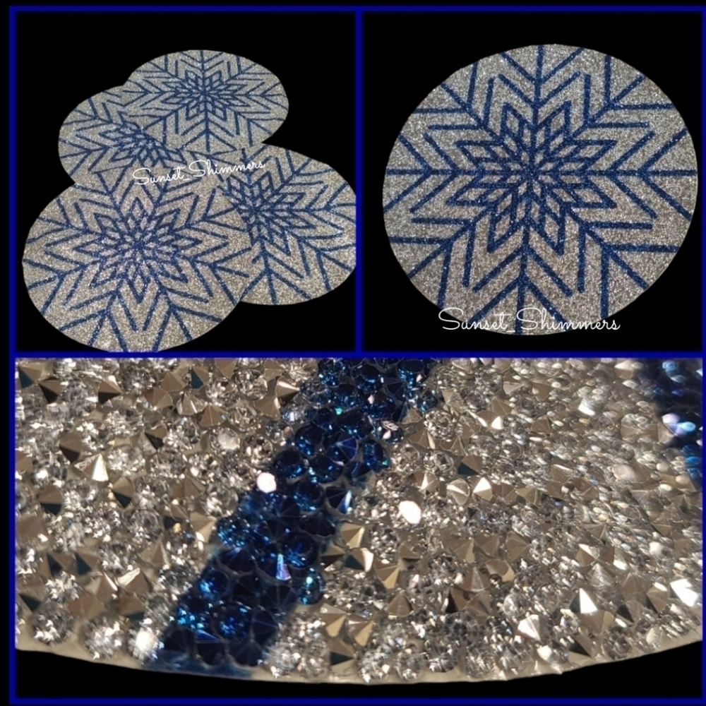 x4 Sparkles Home Snowflake Luminous Rhinestone Christmas Placemats Chargers Set